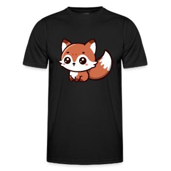 Fluffy Delight : Charme Chibi Fox - T-shirt sport Homme - noir - Devant - AI Model Male 178 dark (178cm)