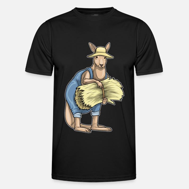 Kangaroo Farmer Straw - Men's Functional T-Shirt - black