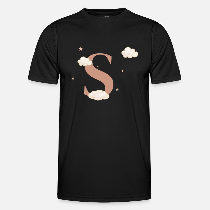 Letter s clouds stars - Men's Functional T-Shirt - black