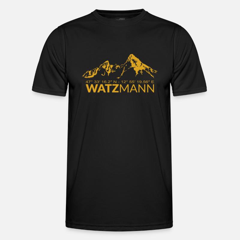 Watzmann GPS coordinates Latitude Longitude - Men's Functional T-Shirt - black