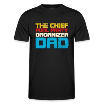 Le père organisateur en chef de la fête de la piscine - T-shirt sport Homme - noir - Devant - AI Model Male 178 dark (178cm)