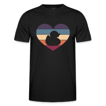 Retro Duckling Duckie Rubber Duck Vintage Heart - Men's Functional T-Shirt - black - Front - AI Model Male 178 dark (178cm)