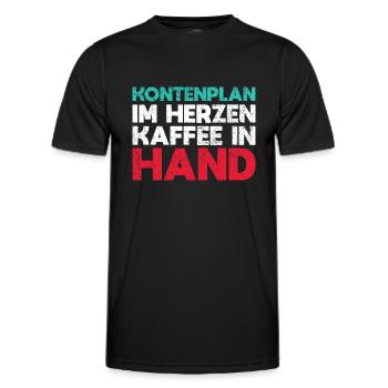 Kontenplan Im Herzen, Kaffee In Hand - Männer Funktions-T-Shirt - Schwarz - Vorne - AI Model Male 178 dark (178cm)