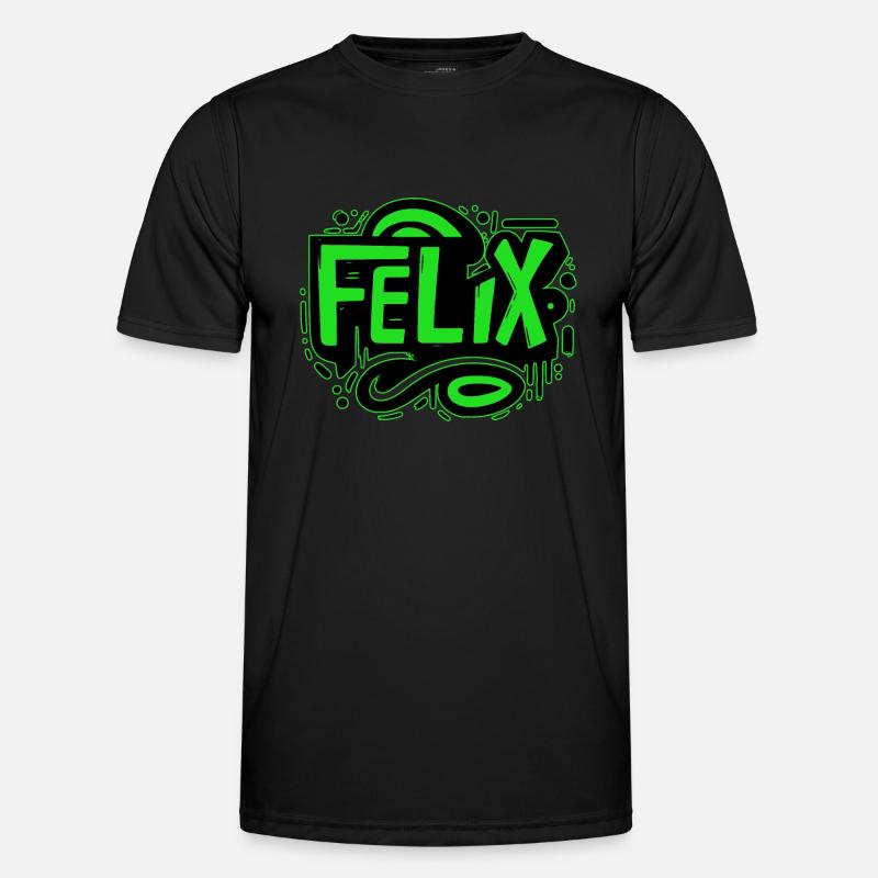 Felix Name Graffiti green - Men's Functional T-Shirt - black