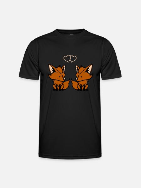 Foxes in love - Men's Functional T-Shirt - black