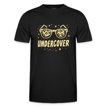 Lunettes de soleil drôles et costume de discours infiltré - T-shirt sport Homme - noir - Devant - AI Model Male 178 dark (178cm)