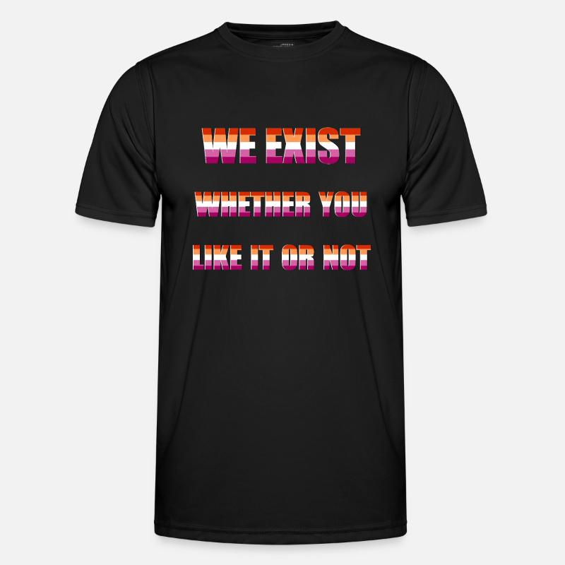 We Exist - Lesbian Flag - Men's Functional T-Shirt - black