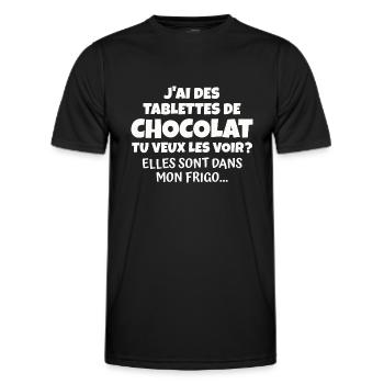 J'ai des tablettes de chocolat - T-shirt sport Homme - noir - Devant - AI Model Male 178 dark (178cm)