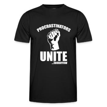 Les procrastinateurs s’unissent demain - T-shirt sport Homme - noir - Devant - AI Model Male 178 dark (178cm)