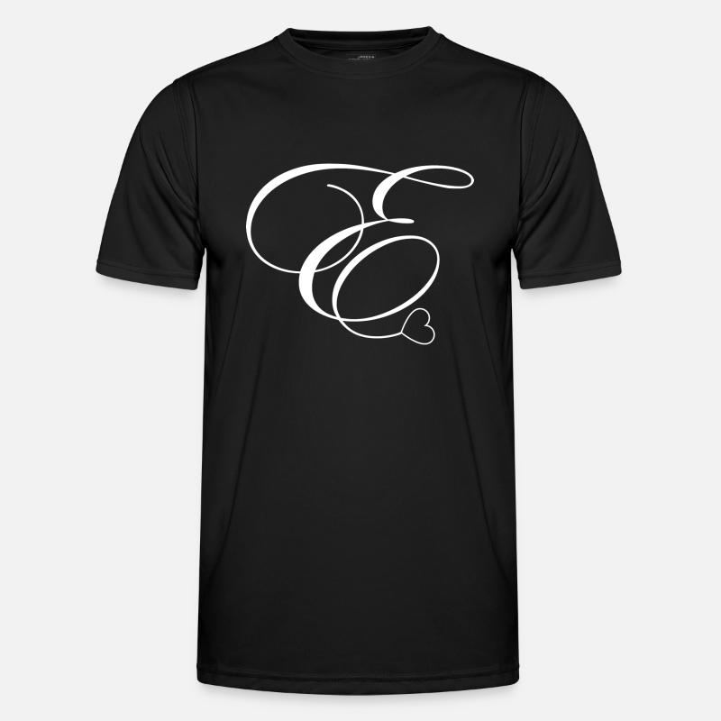 Letter e calligraphy heart - Men's Functional T-Shirt - black