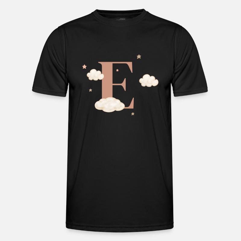 Letter e clouds stars - Men's Functional T-Shirt - black