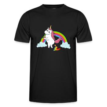Pooping unicorn rainbow - Men's Functional T-Shirt - black - Front - AI Model Male 178 dark (178cm)