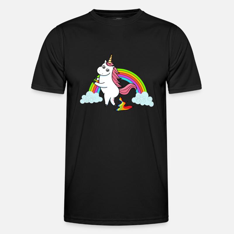 Kackendes Einhorn Regenbogen Männer Funktions-T-Shirt