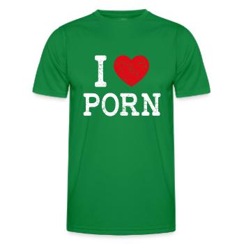 I LOVE PORN - lustiges Porno Shirt Geschenk - Männer Funktions-T-Shirt - Kelly Green - Vorne - AI Model Male 178 dark (178cm)