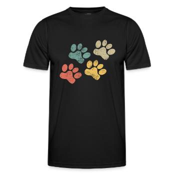Haustier Pfote retro Tatze katze Hund - Männer Funktions-T-Shirt - Schwarz - Vorne - AI Model Male 178 dark (178cm)