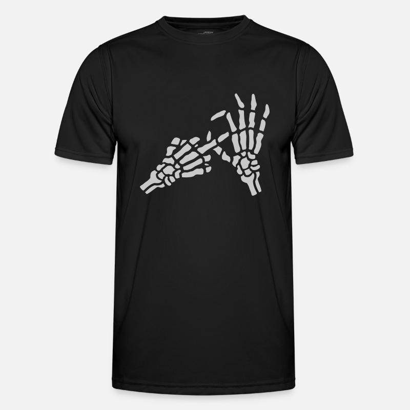 Skeleton Middle Finger Hole Gesture - Men's Functional T-Shirt - black