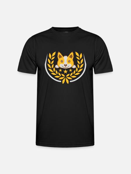 Laurel wreath cute dog design - Men's Functional T-Shirt - black