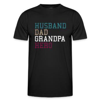 Dad Grandpa Hero - Männer Funktions-T-Shirt - Schwarz - Vorne - AI Model Male 178 dark (178cm)