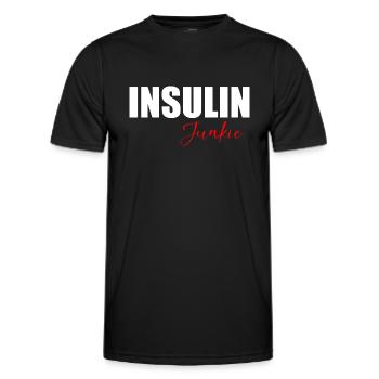 Insulin junkie fun quote - Men's Functional T-Shirt - black - Front - AI Model Male 178 dark (178cm)