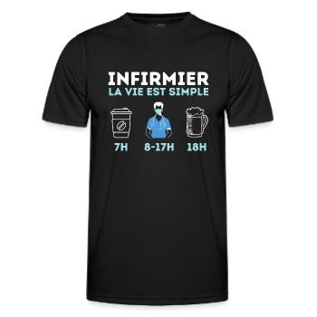 Infirmier la vie est simple 2 - T-shirt sport Homme - noir - Devant - AI Model Male 178 dark (178cm)