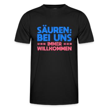 Säuren: Bei Uns Immer Willkommen - Männer Funktions-T-Shirt - Schwarz - Vorne - AI Model Male 178 dark (178cm)