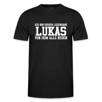 Lukas Name Design - Männer Funktions-T-Shirt - Schwarz - Vorne - AI Model Male 178 dark (178cm)