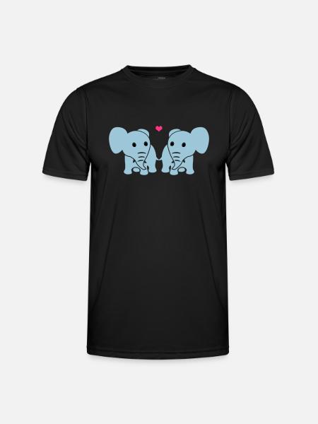 Verliebte Elefanten - Männer Funktions-T-Shirt - Schwarz