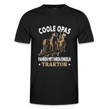 Grandpa and grandson with tractor - Men's Functional T-Shirt - black - Front - AI Model Male 178 dark (178cm)