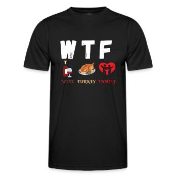 WTF Wine Turkey Family, Christmas day lunch - Men's Functional T-Shirt - black - Front - AI Model Male 178 dark (178cm)