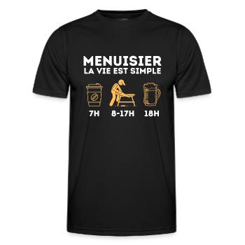 Menuisier la vie est simple 1 - T-shirt sport Homme - noir - Devant - AI Model Male 178 dark (178cm)