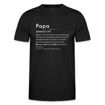 PAPA Définition (écriture blanche) - T-shirt sport Homme - noir - Devant - AI Model Male 178 dark (178cm)