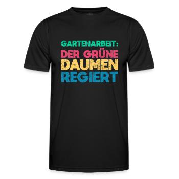 Gartenarbeit: Der Grüne Daumen Regiert - Männer Funktions-T-Shirt - Schwarz - Vorne - AI Model Male 178 dark (178cm)