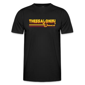 Thessaloniki: Mediterranean retro design - Men's Functional T-Shirt - black - Front - AI Model Male 178 dark (178cm)