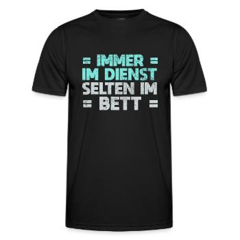 Immer Im Dienst, Selten Im Bett - Männer Funktions-T-Shirt - Schwarz - Vorne - AI Model Male 178 dark (178cm)
