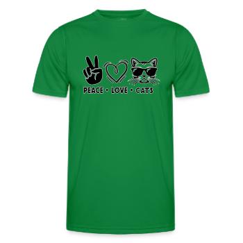 Peace Love Cats - Men's Functional T-Shirt - kelly green - Front - AI Model Male 178 dark (178cm)