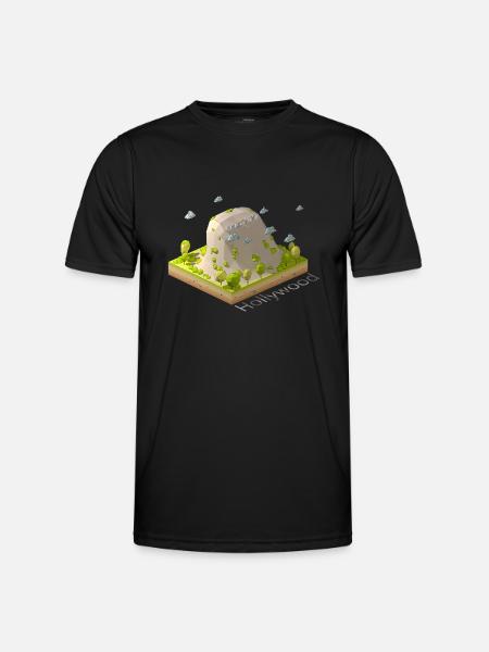 Geometric low poly Hollywood sign - Men's Functional T-Shirt - black