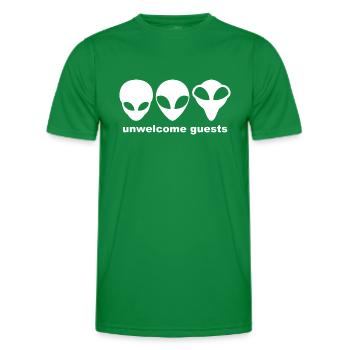 Grey Aliens are unwelcome guests. - Men's Functional T-Shirt - kelly green - Front - AI Model Male 178 dark (178cm)