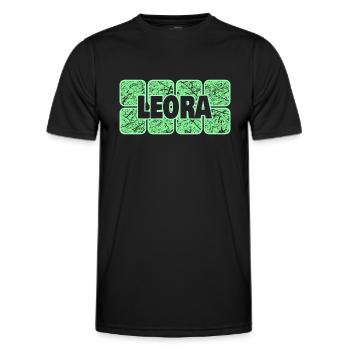 First name Leora - Men's Functional T-Shirt - black - Front - AI Model Male 178 dark (178cm)