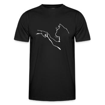Katze Pfote Silhouette Faust Mensch lustig - Männer Funktions-T-Shirt - Schwarz - Vorne - AI Model Male 178 dark (178cm)