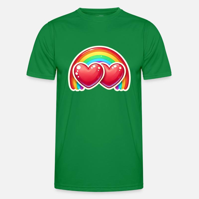 Herzen mit Regenbogen Männer Funktions-T-Shirt