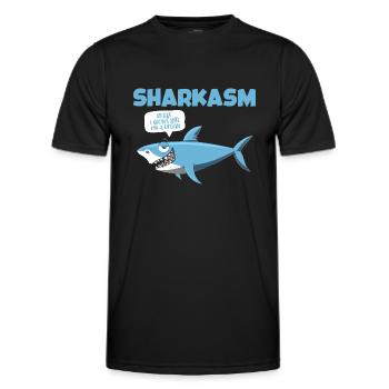 Sharkasm Deep Sea Predator Great White Shark - Männer Funktions-T-Shirt - Schwarz - Vorne - AI Model Male 178 dark (178cm)