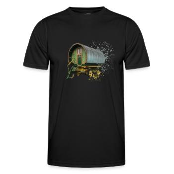 caravane gitane tirée par des chevaux, - T-shirt sport Homme - noir - Devant - AI Model Male 178 dark (178cm)