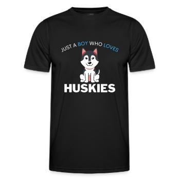 Kawaii Dog Pet Boy Gift Husky - Men's Functional T-Shirt - black - Front - AI Model Male 178 dark (178cm)