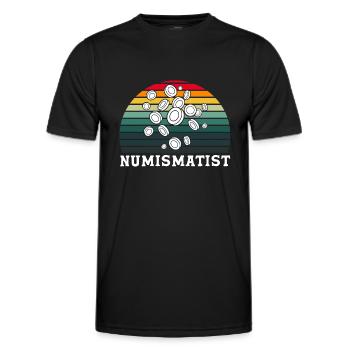 Coin Collecting Numismatist Gift - Men's Functional T-Shirt - black - Front - AI Model Male 178 dark (178cm)
