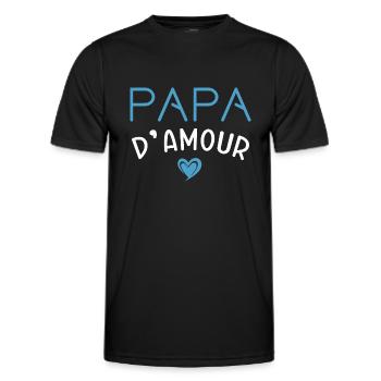 Papa d'amour cadeau original homme papa noël - T-shirt sport Homme - noir - Devant - AI Model Male 178 dark (178cm)