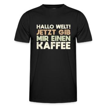 Hallo Welt! Jetzt Gib Mir Einen Kaffee - Männer Funktions-T-Shirt - Schwarz - Vorne - AI Model Male 178 dark (178cm)