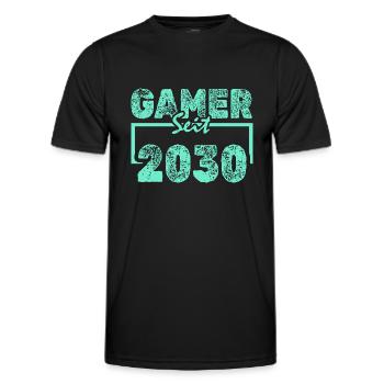 Zocken 2030 - Männer Funktions-T-Shirt - Schwarz - Vorne - AI Model Male 178 dark (178cm)