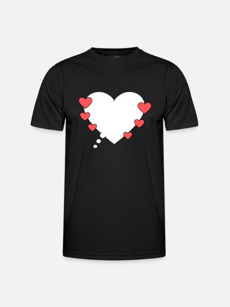 Denkblase mit Herzen - Männer Funktions-T-Shirt - Schwarz