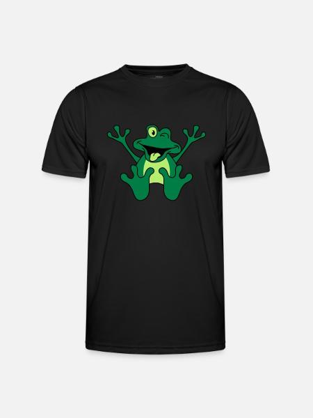 Funny Sitting Comic Frog - Men's Functional T-Shirt - black