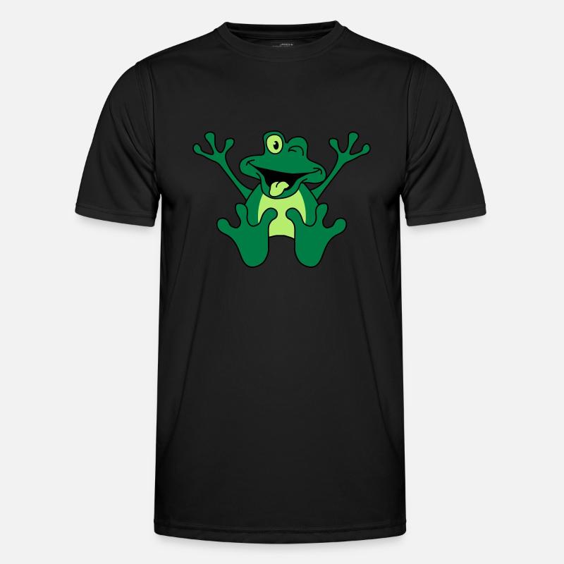 Funny Sitting Comic Frog - Männer Funktions-T-Shirt - Schwarz